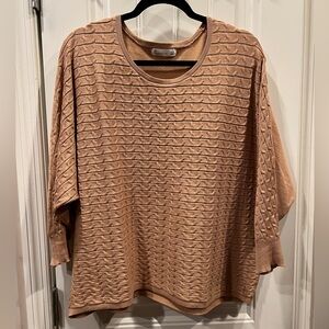 89th + Madison Camel Tan Khaki Cable Knit Dolman Sleeve Sweater Sz 1x